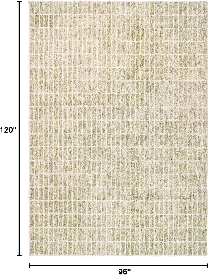 Hand-Tufted 100% Wool Area Rug – Unique Modern Geometric Grid Pattern, Soft Plush Textured Carpet for Living Room, Bedroom, Dining Room & Entryway (Light Green, 9' x 12')