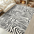 YIHOUSE 9×12 Ft Area Rugs for Living Room: Modern Washable Rug - Abstract Black and Cream White Rug for Bedroom Dining Room Office Playroom Nursery Home Decor - Nonslip Non-Shedding Striped Rugs