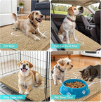 OLANLY Dog Door Mat for Muddy Paws 47x32, Paw Print Design, Absorbs Moisture and Dirt, Absorbent Non-Slip Washable Doormat, Quick Dry Chenille Mud Mat for Dogs, Entry Indoor Entryway Carpet, Beige