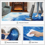 Japanese Ocean Rugs for Bedroom - 4x6 Area Rug - Ukiyo-E Ocean Waves Rugs for Living Room, Abstract Oil Painting Ocean Rug, Washable Home Decor Carpet