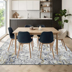 Toneed Abstract Area Rug Modern Washable Rug Soft Non Slip Rug Low Pile for Bedroom Living Room Dining Room Blue 5x7 Feet