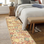 Lahome Moroccan Hallway Rug, 2'5''x8' Kitchen Runner Rugs Non Skid Washable Runners for Hallways, Ultra-Thin Oriental Carpet for Entryway Laundry Room Bedroom Bathroom, Red/Orange