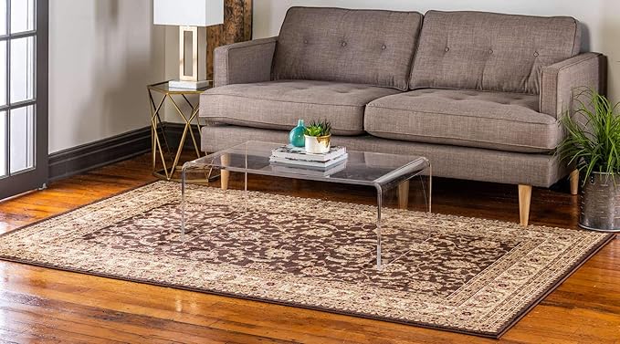 Unique Loom Voyage Collection Traditional Oriental Classic Intricate Design Area Rug (4' 0 x 6' 0 Rectangular, Brown/Ivory)