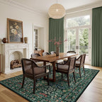 5x7 Area Rugs Living Room Rug - Floral Vintage Morris-Inspired Washable Carpet, Low Pile Non-Shedding Stain Resistance Boho Soft Carpet for Bedroom, Dining Room, Office, Farmhouse (5'x7' Dark Green)