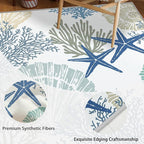 Tritard Coastal Area Rugs Nautical Beach Themed Non-Slip Machine Washable Rugs Modern Floor Carpet for Living Room Bedroom, 5x7, Blue