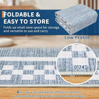 GarveeHome Modern Bordered 8x10 Area Rugs for Living Room Bedroom Soft Washable Large Bedroom Throw Carpet Non Slip Checkered Geometric Rugs for Dining Room Home Decor Office, Blue