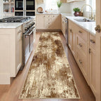 Washable Area Rugs 2'x6' Non-Slip Modern Abstract Soft for Living Room Entryway Bedroom Nursery, Print Pattern, Brown Tan Beige Coffee