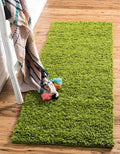 Unique Loom Solid Shag Collection Area Rug (2' x 6' 5" Runner, Grass Green)