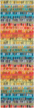 Dash and Albert Paint Chip Wool Area Rug - 2.5' x 8' Runner Multicolor Graphic Hand Micro Hooked Accent Rug - Durable, High Traffic Hallway, Living Room, Stairs