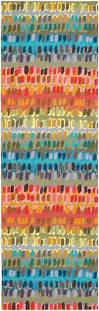 Dash and Albert Paint Chip Wool Area Rug - 2.5' x 8' Runner Multicolor Graphic Hand Micro Hooked Accent Rug - Durable, High Traffic Hallway, Living Room, Stairs
