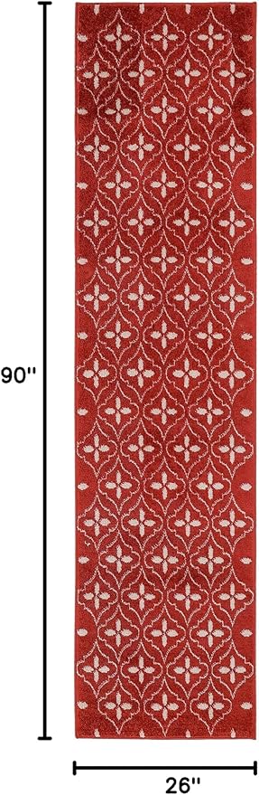 Nourison Home Nourison Essentials Brick Ivory 2'2" x 7'6" Area Rug - Easy Clean, Non Shedding, Bed Room, Living Room, Dining Room, Kitchen (8' Runner)