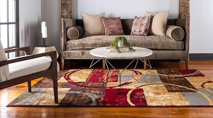 Unique Loom Barista Collection Area Rug - Kouillou (10' x 13' 1" Rectangle, Multi/ Brown)