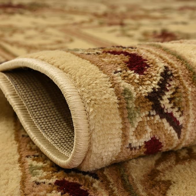 Rugs.com Chateau Collection Rug – 6 Ft Square Cream Medium Rug Perfect for Living Rooms, Kitchens, Entryways