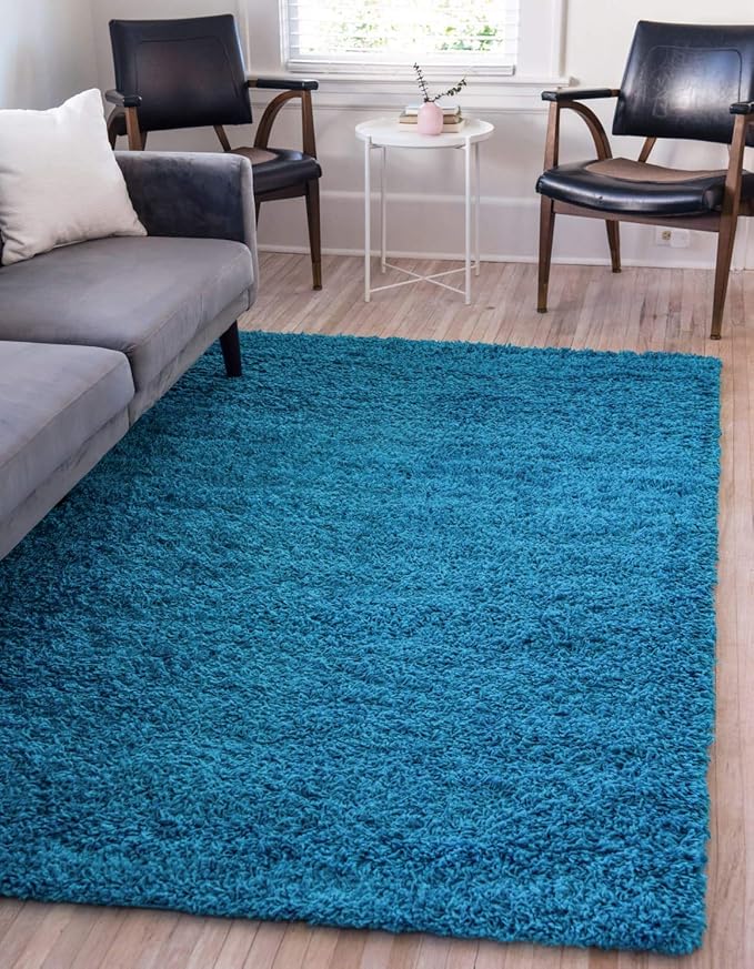 Unique Loom Solid Shag Collection Area Rug (2' x 3' 1" Rectangle, Turquoise)