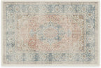 RUGGABLE Washable Vintage Area Rug – Sarrah Coral 2x3, Stain-Resistant, Non-Slip – Small Machine Washable Rugs for Living Room, Bedroom, Hallway, Entryway & Bathroom–with Standard Pad