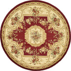 Unique Loom Versailles Collection Traditional Classic Floral Motif Area Rug (8' 0 x 8' 0 Round, Burgundy/ Ivory)