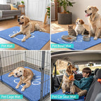 Smiry Dog Door Mat for Muddy Paws, Absorbent Dirt Trapper Non Slip Quick Dry Washable Chenille Mat for Mud Dogs, Entry Rug for Indoor and Outdoor (48x30 Inches, Cornflower Blue)