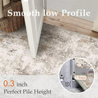 10x14 Area Rug Brown Grey Abstract Living Room Bedroom Washable Carpet Neutral Modern Non Slip Soft Low Pile Indoor Large Throw Rug for Dining Room Office