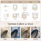 tchdio 8x10 Area Rugs for Living Room, Vintage Non Slip Washable Rug, Soft Low Pile Neutral Area Rug Large Floor Indoor Carpet for Bedroom, Dining Room, Office (Beige, 8'x10')