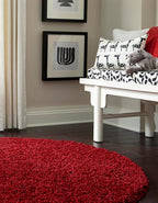 Unique Loom Solid Shag Collection Area Rug (4' 1" Round, Cherry Red)