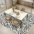 YIHOUSE 6×9 Ft Area Rugs for Living Room: Modern Washable Rug - Abstract Black and Cream White Rug for Bedroom Dining Room Office Playroom Nursery Home Decor - Nonslip Non-Shedding Striped Rugs