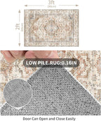 Enkor Area Soft Rugs 2x3 Washable Non Slip Boho Small Floor Entryway Rugs for Hallway, Vintage Style Farmhouse Mat for Kitchen Beige & Brown