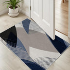 Abstract Art Line Living Room Area Rugs 8x10, Modern Boho Geometric Print Soft Rug, Minimalist Washable Non Slip Neutral Carpet for Bedroom, Dining Room Office Playroom, Navy Blue Gray