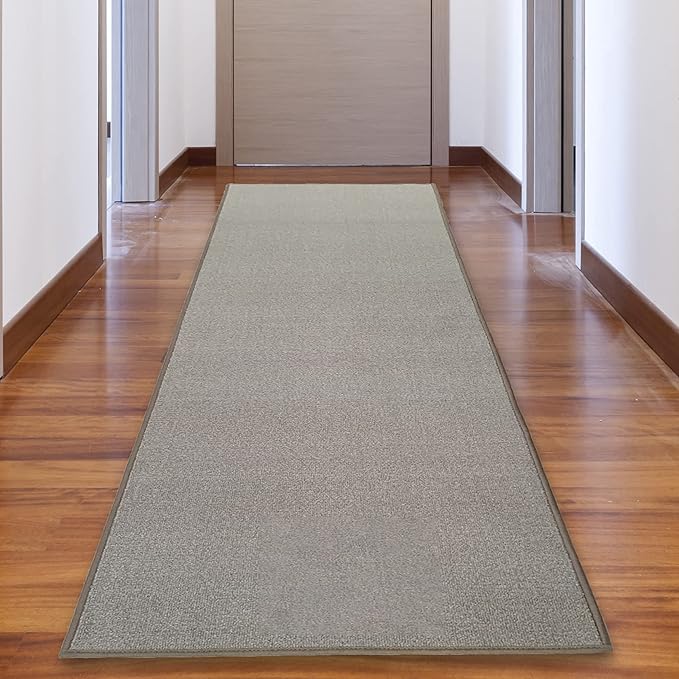 Custom Made Runner Rug Low Pile with Rubber Backing for Kitchen Foyer Hallway Entry Choose Your Length Size 31 Inch Wide Solid and Plain Beige Color (2 feet x 31 Inch)