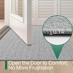 LUMI Ultra Thin Indoor Door Mat for Entrance 32"x48", Non Slip Entryway Mat, Low Profile Doormat, Unique Herringbone Design Carpet for Inside, Patio, Porch, Gray