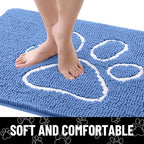 Smiry Dog Door Mat for Muddy Paws, Absorbent Dirt Trapper Non Slip Quick Dry Washable Chenille Mat for Mud Dogs, Entry Rug for Indoor and Outdoor (48x30 Inches, Cornflower Blue)