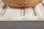 CAMILSON Modern Rug 8x10 Luxury Striped Line Micro Loop Area Rugs Soft High-Low Pile Stain Resistant Easy to Clean Non-Shedding Durable Living Room Kitchen Indoor Carpet (White)