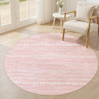 Nakagishi Round Rug Kitchen Washable Rugs: 5x5 Non-Slip Boho Soft Modern Stain Resistant Indoor Floor Neutral Farmhouse Throw Carpet for Hallway Bathroom Laundry Room Entryway Bedroom- Pink