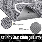 Smiry Dog Door Mat for Muddy Paws, Absorbent Dirt Trapper Non Slip Quick Dry Washable Chenille Mat for Mud Dogs, Entry Rug for Indoor and Outdoor (36x24 Inches, Grey and White)