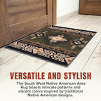YHSF South West Native American Area Rug C318 - Easy Clean, Thick, Soft, Durable Native Tribal American Indian Inspired Rug for Bedroom/Living Room and More - Sage Green, 3 Feet x 4 Feet 7 Inches