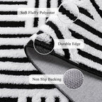 SHACOS Soft Cozy Fluffy Arch Pattern High Low Pile Rugs 3'x5' Non Slip Washable Scandinavian Minimalist Rug Modern Geometric Arc Carpet for Living Room Bedroom Dining Room, Black White