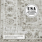 ReaLife Rugs Machine Washable Area Rug - Living Room Bedroom Bathroom Kitchen Entryway Office - Padded Low Pile Stain Resistant Premium - Boho Farmhouse Vintage - Joy - Beige Ivory 5' x 7'