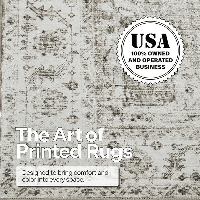 ReaLife Rugs Machine Washable Area Rug - Stain Resistant,Non-Shed - Eco-Friendly,Non-Slip, Family & Pet Friendly - Made from Premium Recycled Fiber - Vintage Bohemian Medallion - Beige Ivory, 3' x 5'