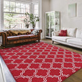 Amearea Fluffy Indoor Area Rug, Soft Trellis Moroccan Rugs for Bedroom, Shag Modern Area Rug for Living Room Kids Room Nursery, Easy Clean, Home Decor Low Pile Carpet, Wine Red 6x9 Feet