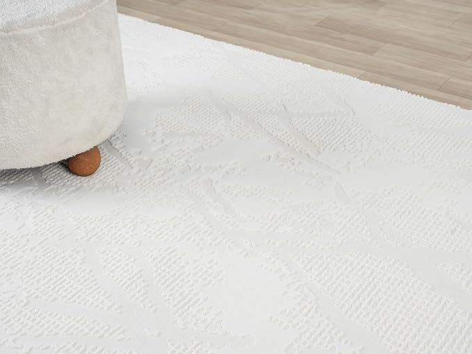 Adel Modern Area Rug for Living Room, 6x9 Rustic Distressed Abstract Cream Neutral Rug, Medium Pile Stain Resistant Carpet for Bedroom, Dining Room or Kitchen (6' x 9', Cream)