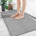 Grey Bathroom Rugs,24"x36"Non Slip Braided Vintage Bath Mat for Bathroom Floor Washable Boho Luxury Bath Rug for Tub Soft Absorbent Shower Sink Mat