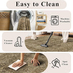 2.6x8 Runner Rug for Hallways Vintage Distressed Non Slip Long Carpet Floral Boho Distress Print Pattern Mat Lightweight Retro Accent Throw Carpet for Kitchen Bedroom Bedside Laundry Room-Brown ﻿