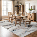 Rugshop Contemporary Gray Striated Area Rug Durable, Kid & Pet Friendly 5' x 7' Ideal for Under Coffee Tables, Dining Sets, or Home Offices