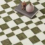 EVERGRACE Checkered Plaid Area Rug 2x8, Soft Fuzzy Faux Wool Rugs Washable Anti Slip Long Runner Rug Carpet for Entryway Bedroom Living Room Hallway Kitchen Dining Room and Laundry, Olive Green