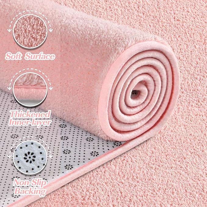 Large Area Rugs for Living Room Bedroom, 6x9 Feet Pink Rug, Minimalist Modern Shag Rug, Soft Thick Comfy Memory Foam Indoor Carpet, Non-Slip Washable Rug for Boys Girls Dorm Nursery Room Home Decor