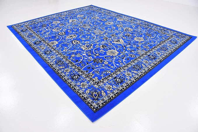 Unique Loom Sialk Hill Collection Area Rug - Washington (7' 10" x 10' Rectangle Dark Blue/Black)