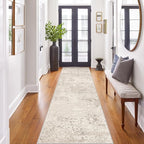 Art&Tuft Non-Slip Runner Rug - 3x6 Runner Rug Washable Low-Pile Rugs Runners, Soft Distressed Carpet Runner for Bedroom Bathroom Kitchen Laundry Living Room, Beige