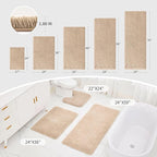 Beige Bathroom Rug 20x32 Non Slip Fluffy Bath Mat for Bathroom Floor Washable Plush Luxury Bath Rug for Tub Soft Shaggy Absorbent Shower Sink Mat