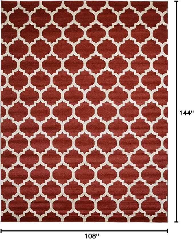 Rugs.com Lattice Collection Rug – 9' x 12' Dark Terracotta Medium Rug Perfect for Living Rooms, Large Dining Rooms, Open Floorplans
