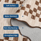 GarveeHome Hallway Runner Rug 2x6 Non Slip Scalloped Washable Rug for Kitchen Entry Stain Resistant Modern Border Throw Floor Carpet Long Runner Mat for Bathroom Living Room Bedside, Beige