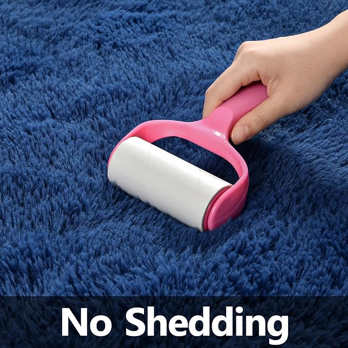 Large Shag Area Rugs 10 x 14, Plush Fuzzy Rugs for Living Room, Ultra Soft Fluffy Furry Rug for Bedroom, Anti-Skid Indoor Solid Carpet Nursery Rugs for Kids Room Home Decor, Navy Blue